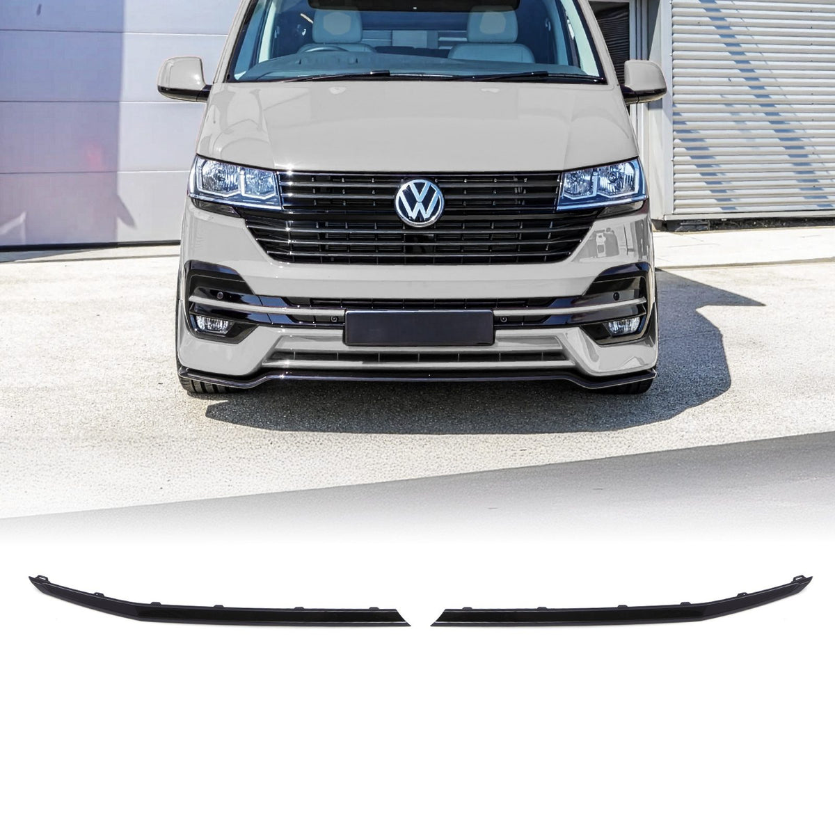 Gloss Black 2pc Long Grille Trim for VW Transporter T6.1 19-24