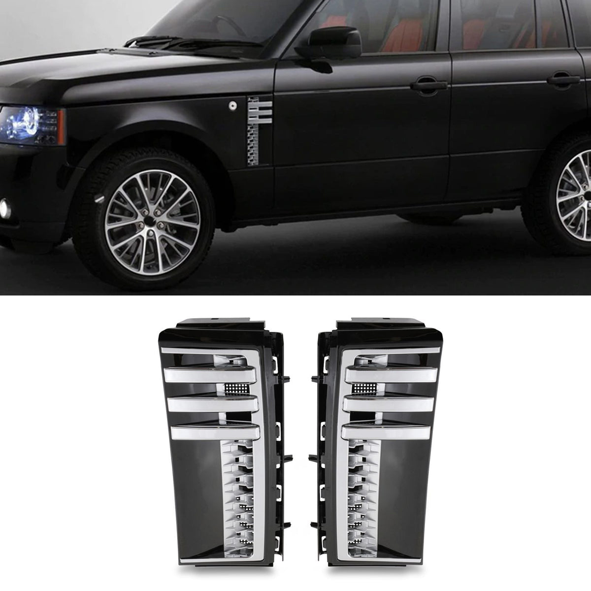 Black &amp; Silver Side Vents for Land Rover Range Rover Vogue 05-09