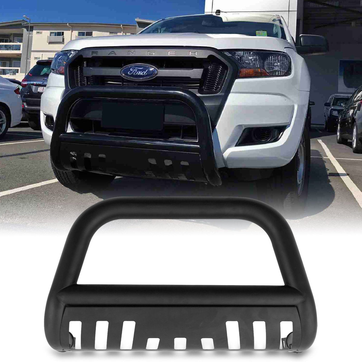 Black Mild Steel Bull Bar for Ford Ranger Explorer T6 T7 12-19