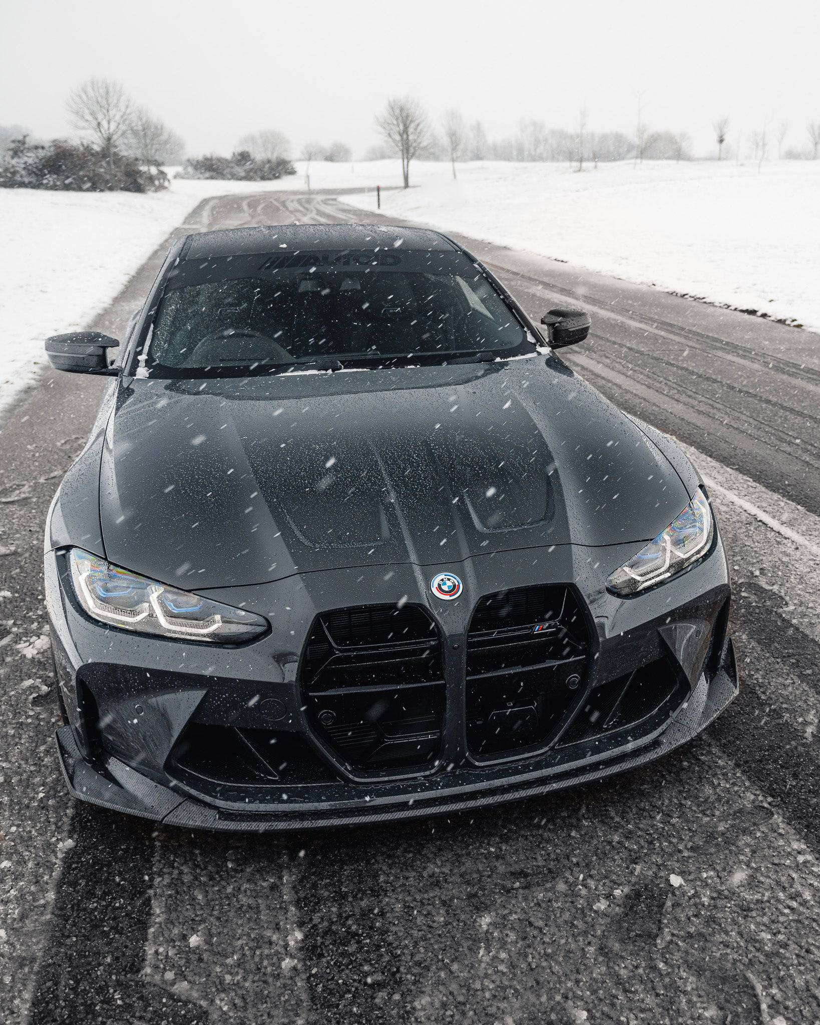 BMW G80 M3 & G82 G83 M4 ABS Plastic Gloss Black CSL Style Front Kidney Grilles with ACC Fitment (2021+)