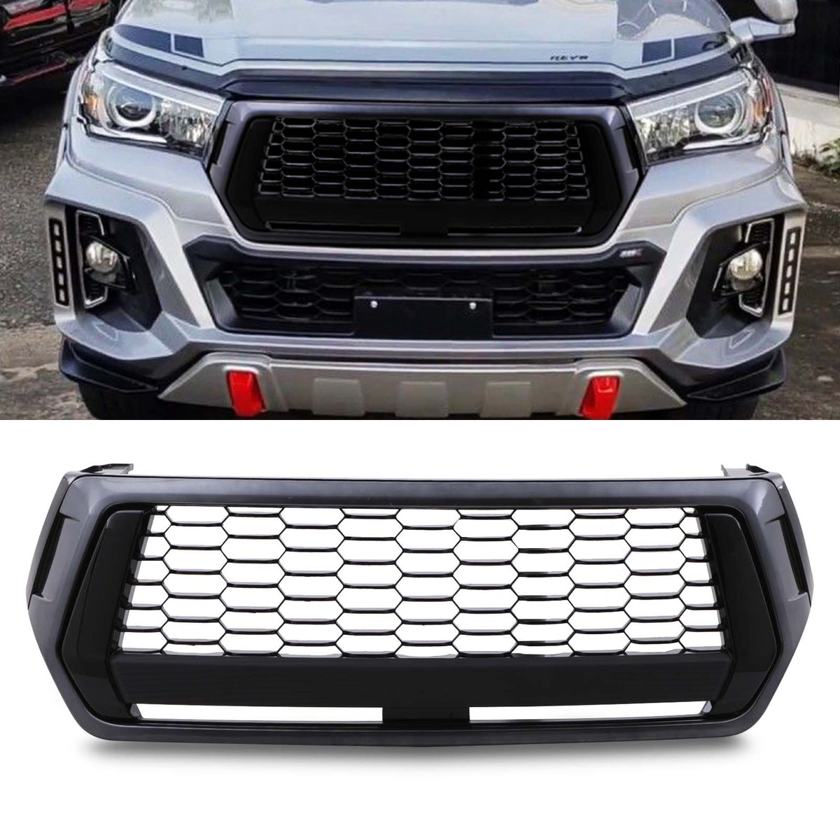 Black Badgeless Grille for Toyota Hilux Revo Rocco 18+