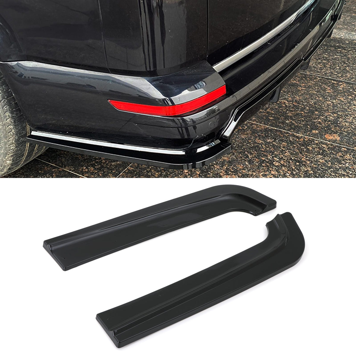 Rear Bumper Spats Diffuser Gloss Black for VW Transporter T6 2016-2024