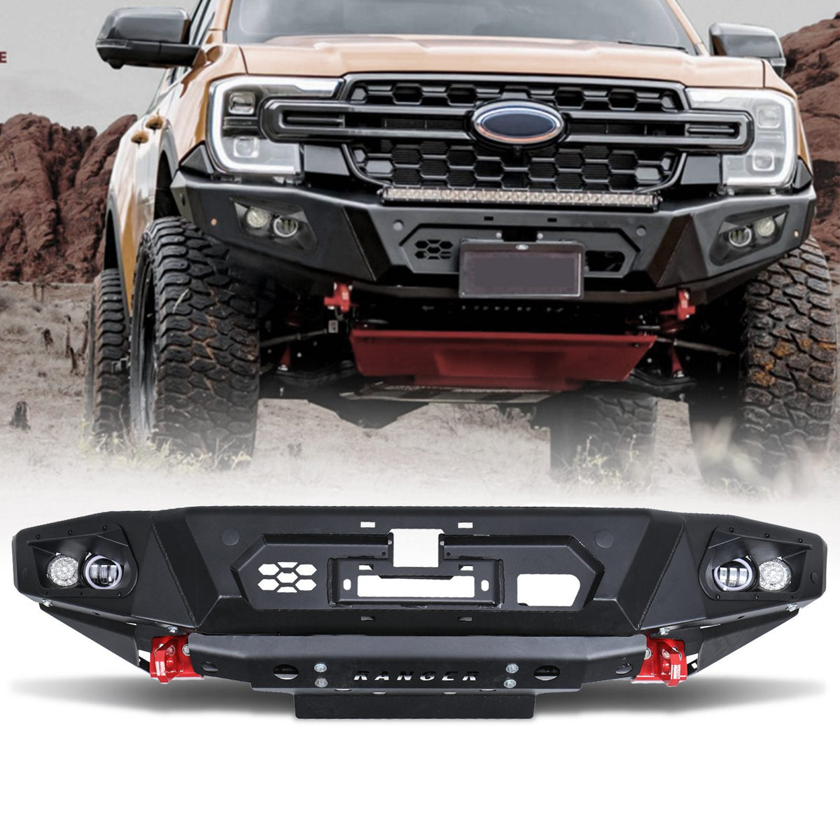 4x4 Style Carbon Steel Front Bumper for Ford Ranger T9 2023+