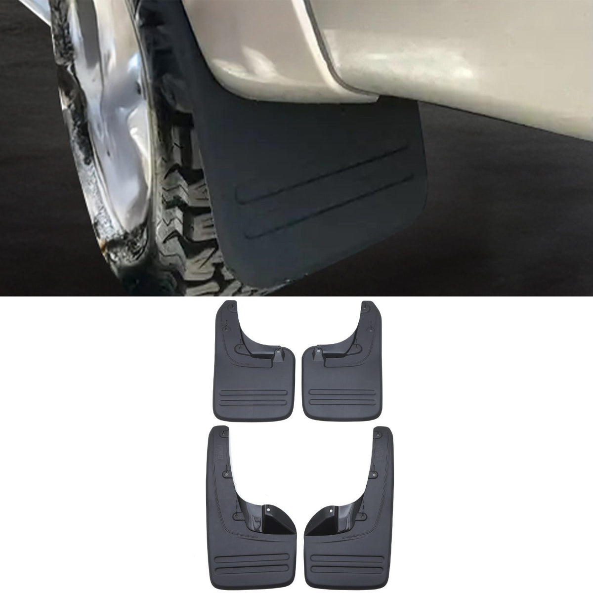 Black Mud Guard Flaps for Toyota Hilux Vigo MK7 4WD 05-15