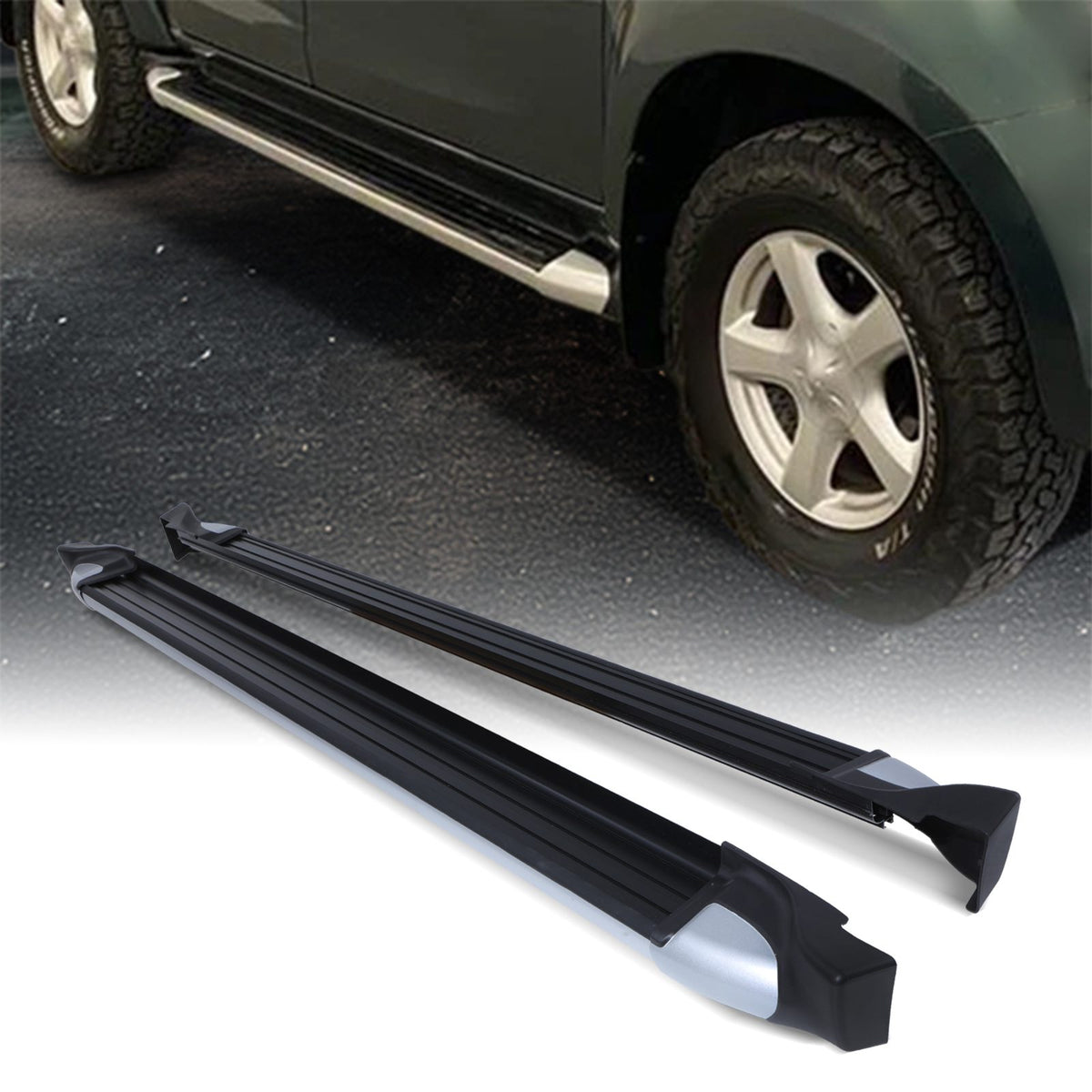 Black Side Steps for Isuzu D-Max RT 12-21