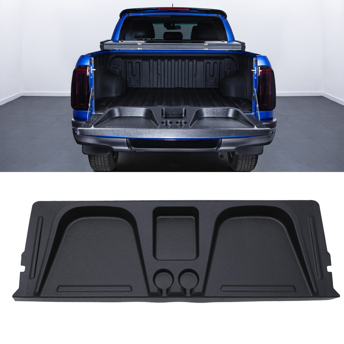 Black Tailgate Seat With Cup Holders for Toyota Hilux Revo MK8 2015+