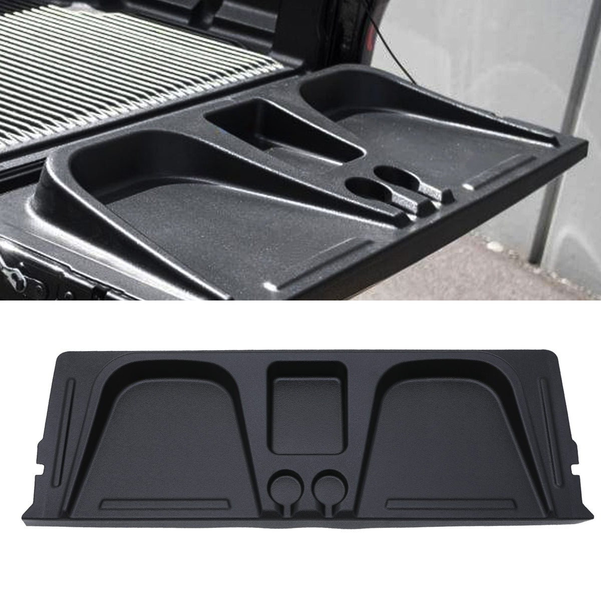Black Tailgate Seat With Cup Holders for Toyota Hilux Revo MK7 2005-2015