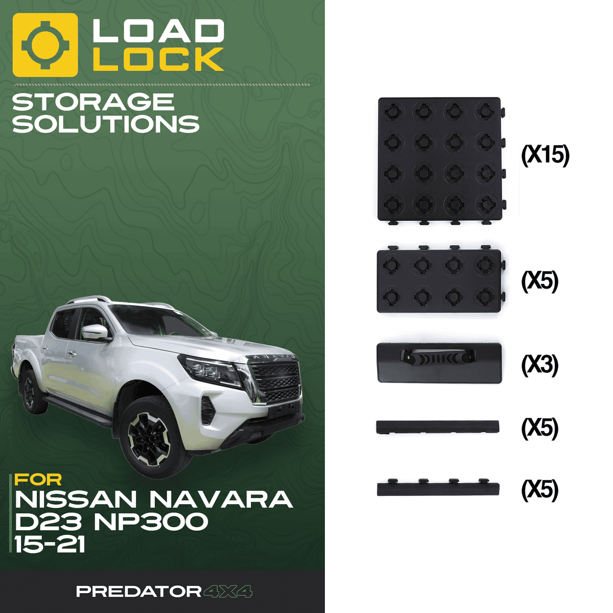 LoadLock Full Truck Bed Base Kit for Nissan Navara D23 NP300 2015-2021 - Base Kit