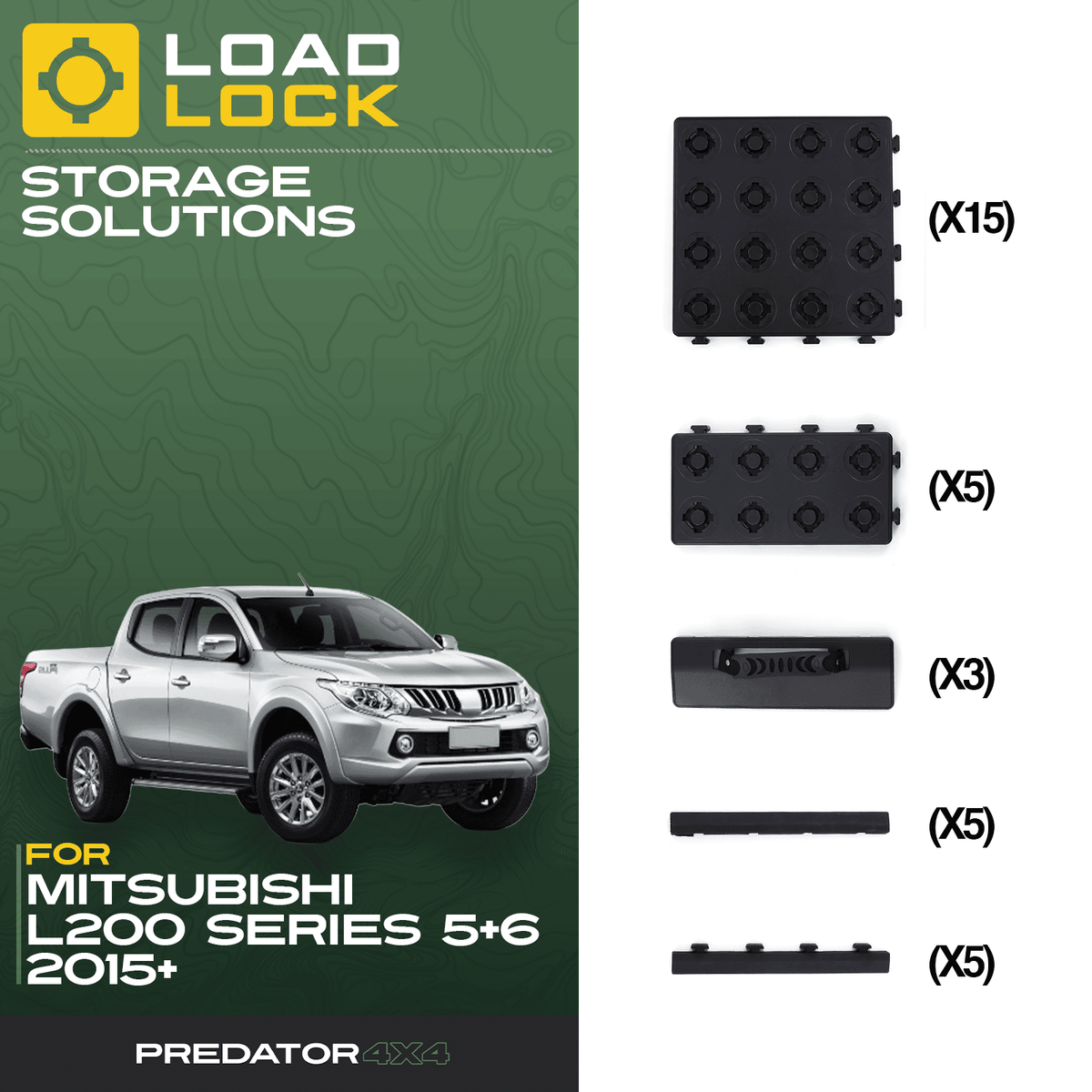 LoadLock Full Truck Bed Base Kit for Mitsubishi L200 Series 5 &amp; 6 2015+ - Base Kit