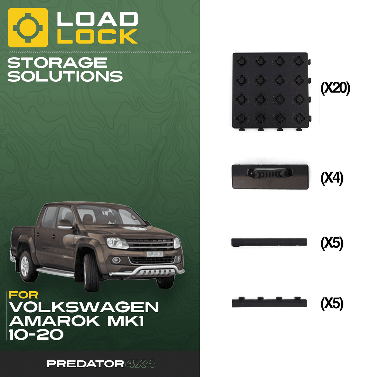 LoadLock Full Truck Bed Base Kit for Volkswagen Amarok MK1 2010-2020 - Base Kit
