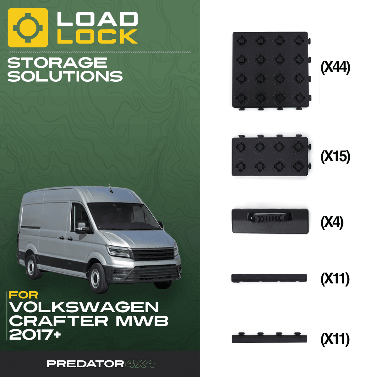 LoadLock Full Load Bed Base Kit for Volkswagen Crafter MWB/LWB/Maxi Long-Plus 2017+ - Base Kit , MWB