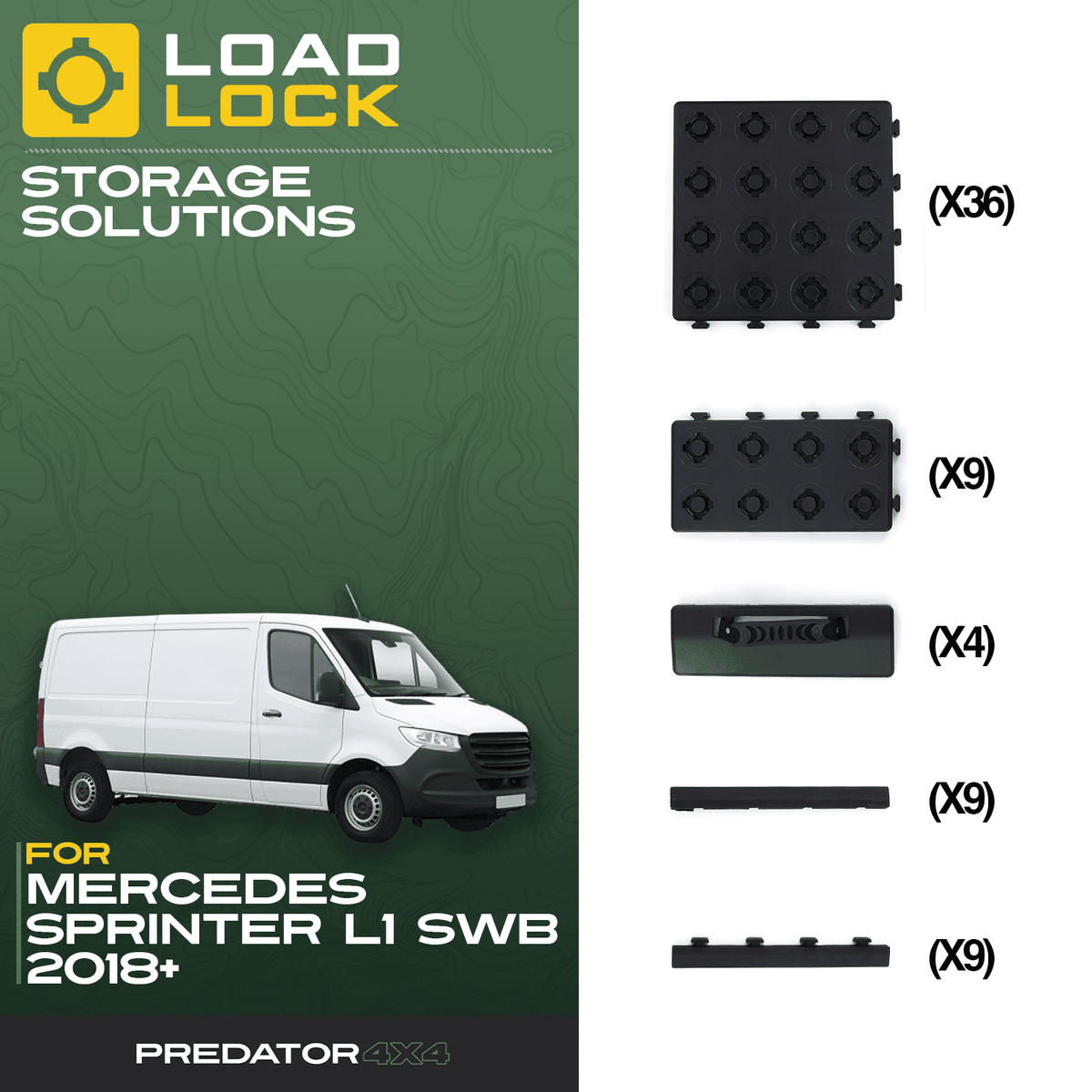 LoadLock Full Load Bed Base Kit for Mercedes Sprinter SWB/MWB/LWB/XLWB 2018+ - Base Kit , SWB