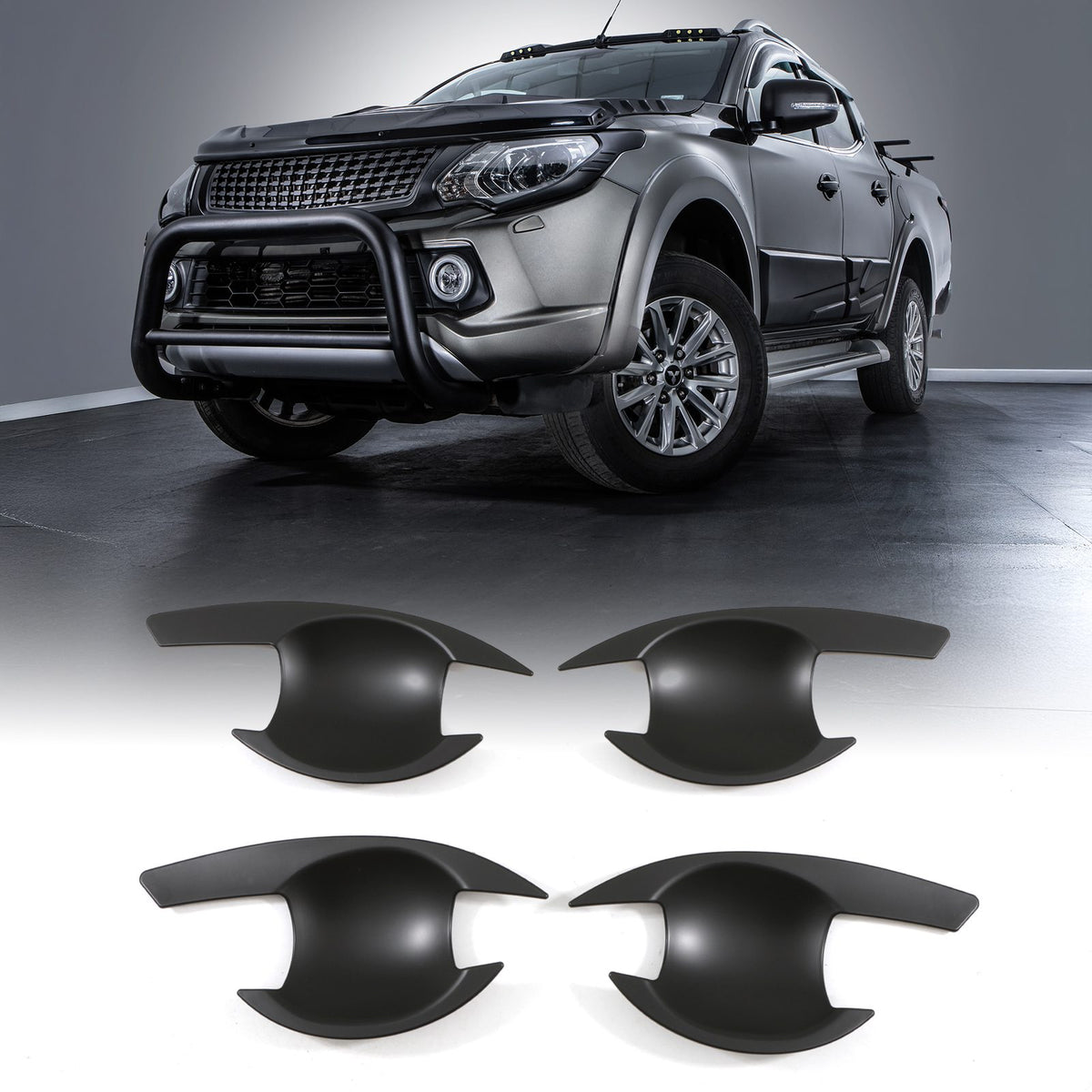 Black Door Handle Inserts for Mitsubishi Triton L200 15-18