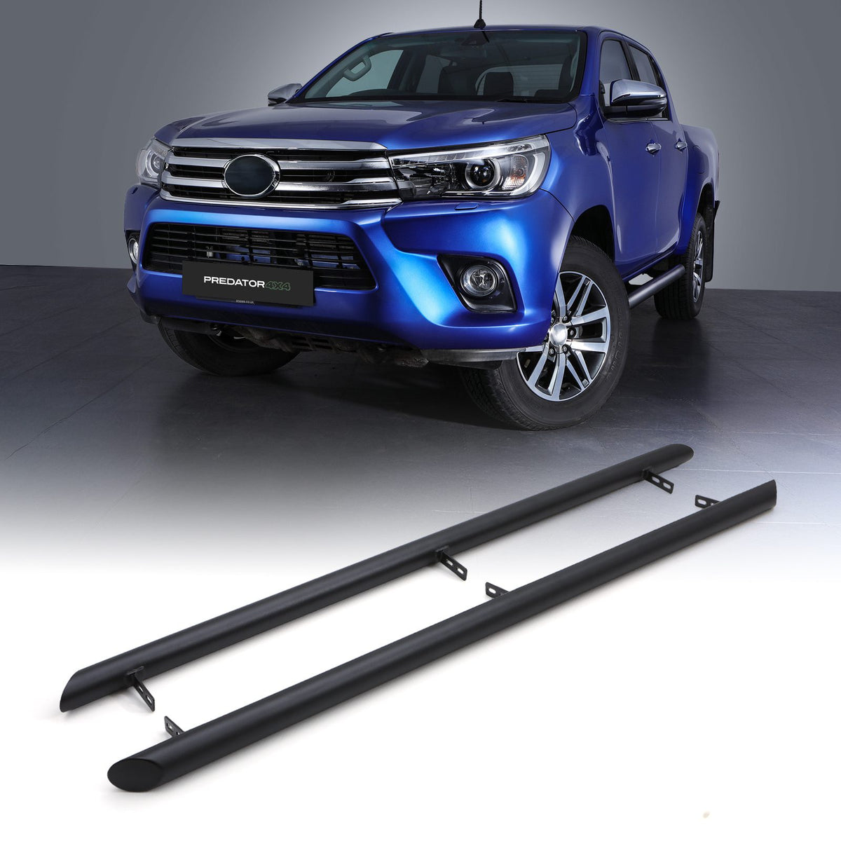 Matte Black 3" Side Bars for Toyota Hilux MK8 MK9 Double Cab 2015+