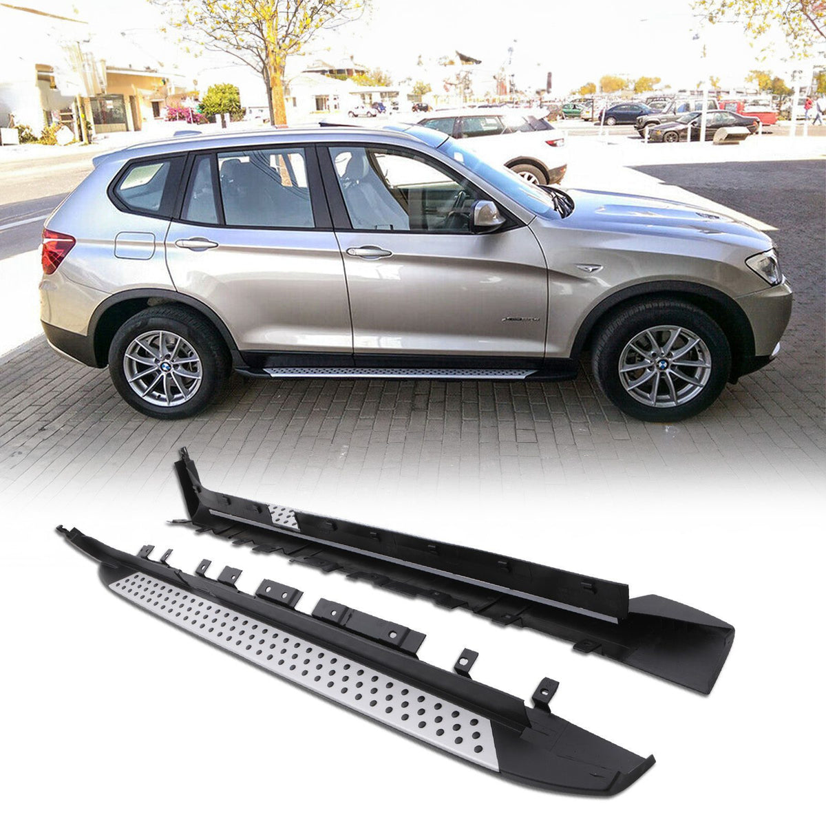 Black &amp; Silver Side Steps for BMW X3 F25 10-17