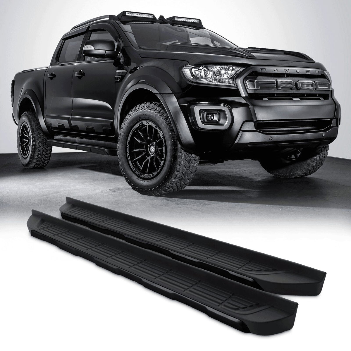 Black Side Steps for Ford Ranger T6 T7 T8 2012-2021