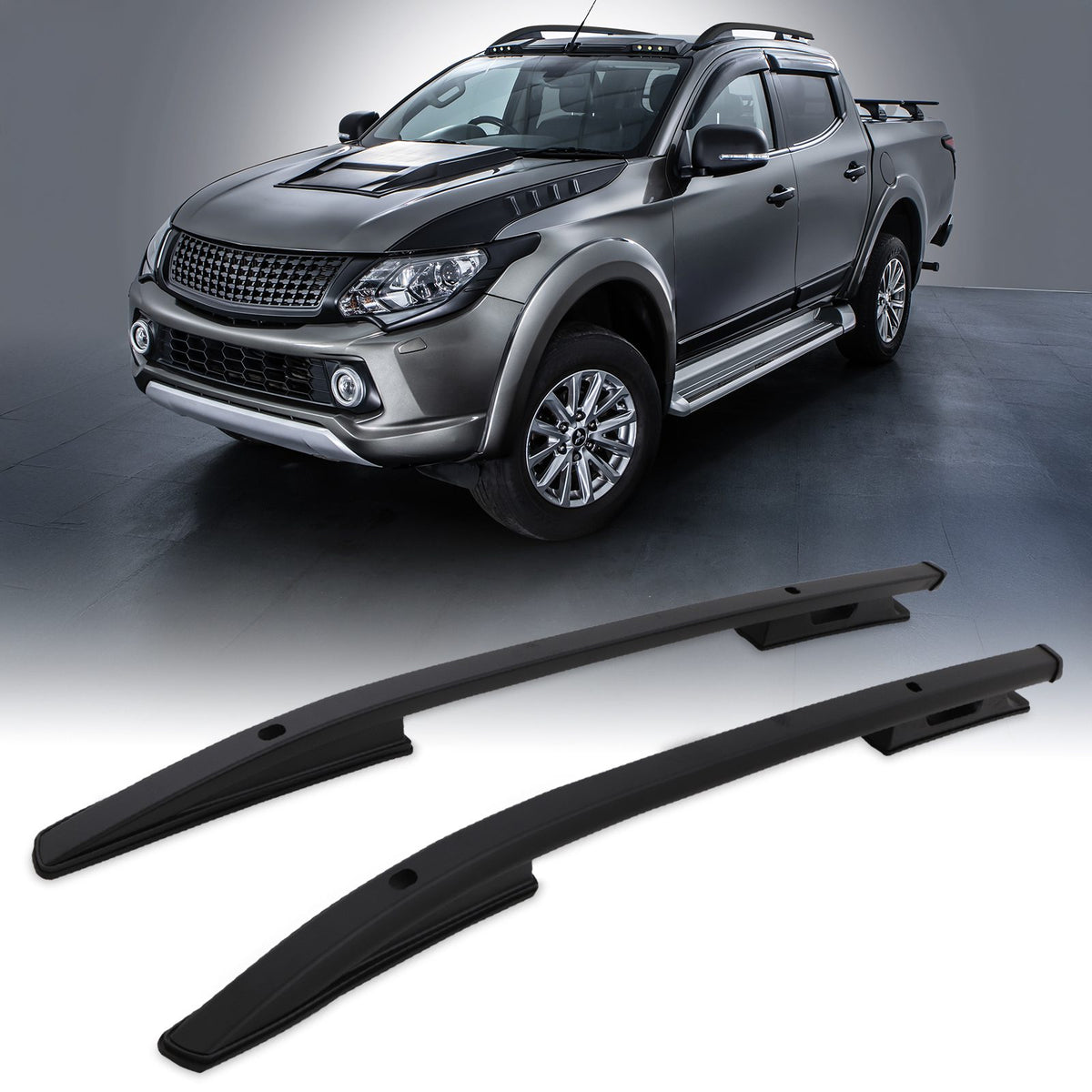 Black Roof Rails for Mitsubishi L200 2019-2023