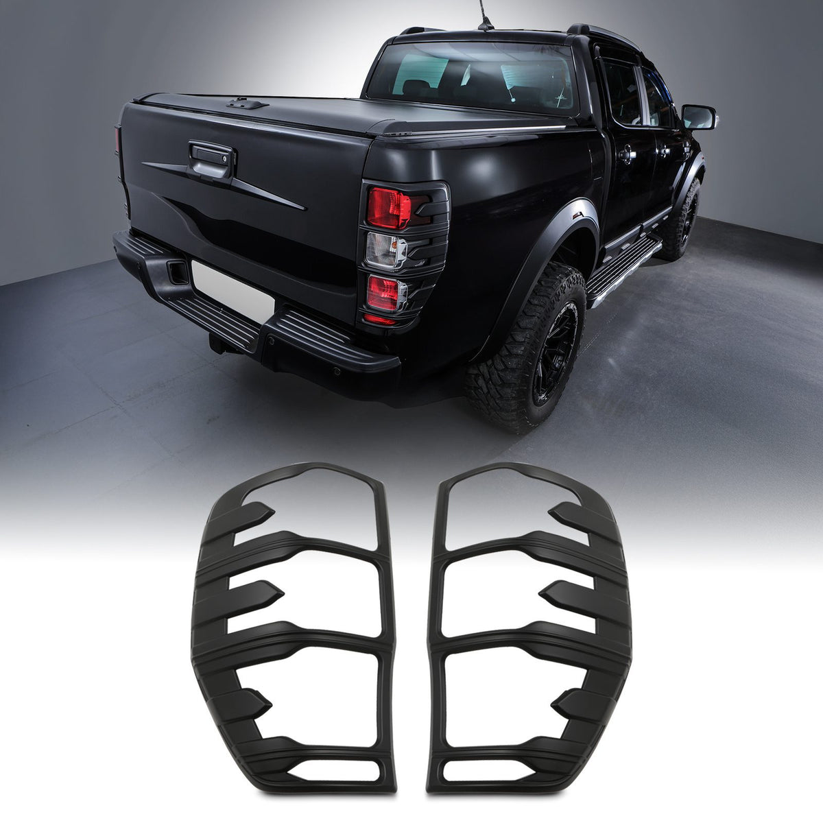Matte Black Tail Light Covers for Ford Ranger T6 T7 T8 2012-2021