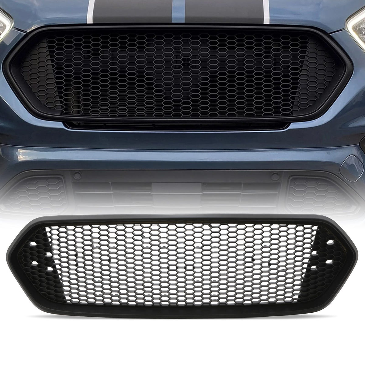 Matte Black Debadged Mesh Grille for Ford Transit Custom 2018-21