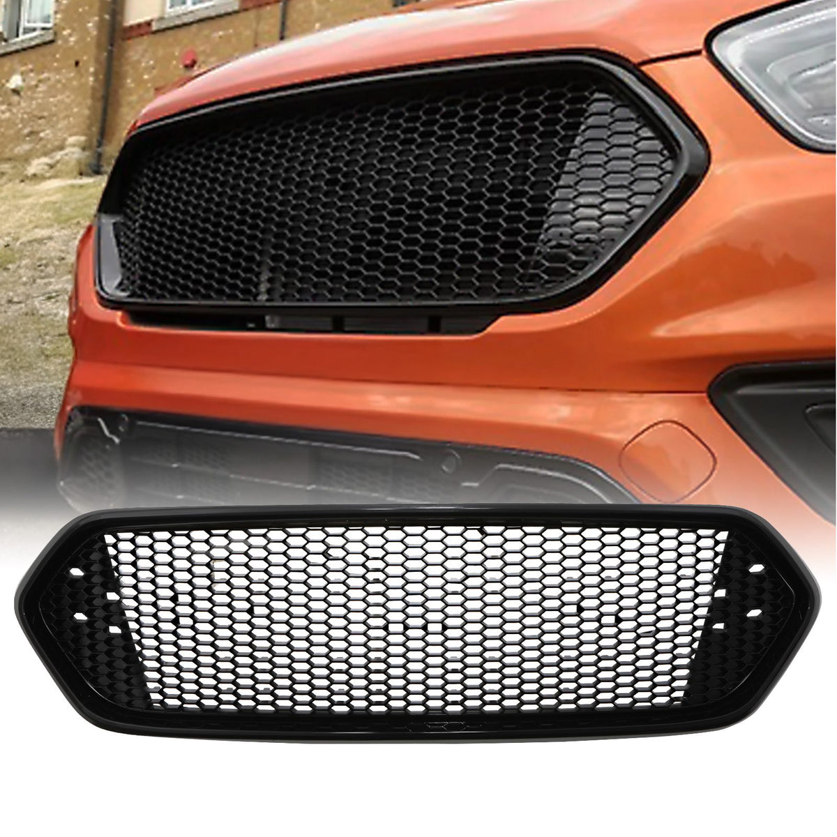 Gloss Black Debadged Mesh Grille for Ford Transit Custom 2018-21