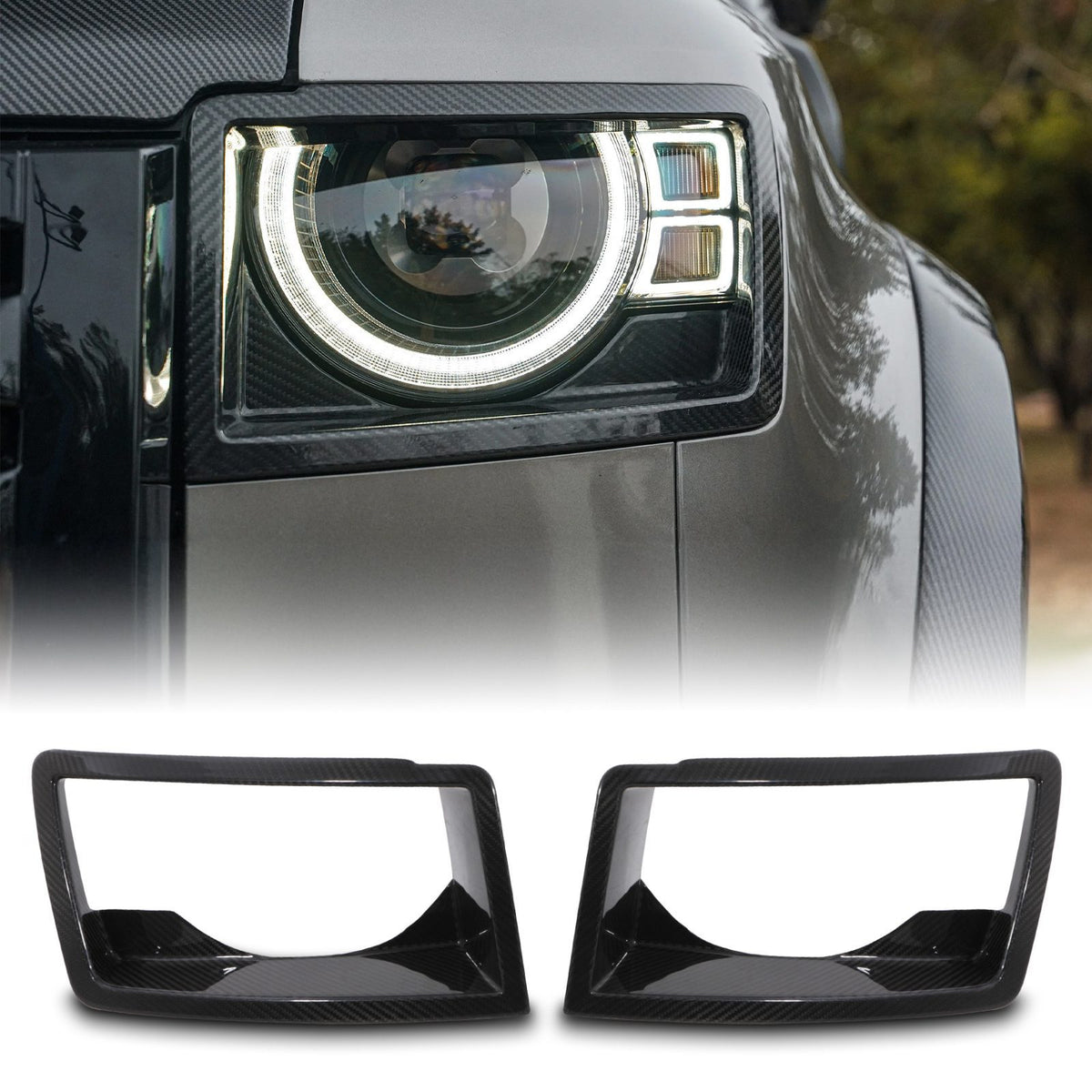 Carbon Fibre Head Light Covers for Land Rover Defender L663 2020+
