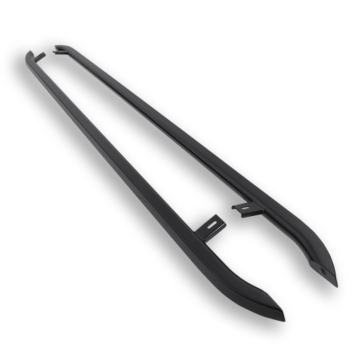 Gloss Black Trapezoid Side Bars for VW Transporter T5 &amp; T6 LWB 03-18
