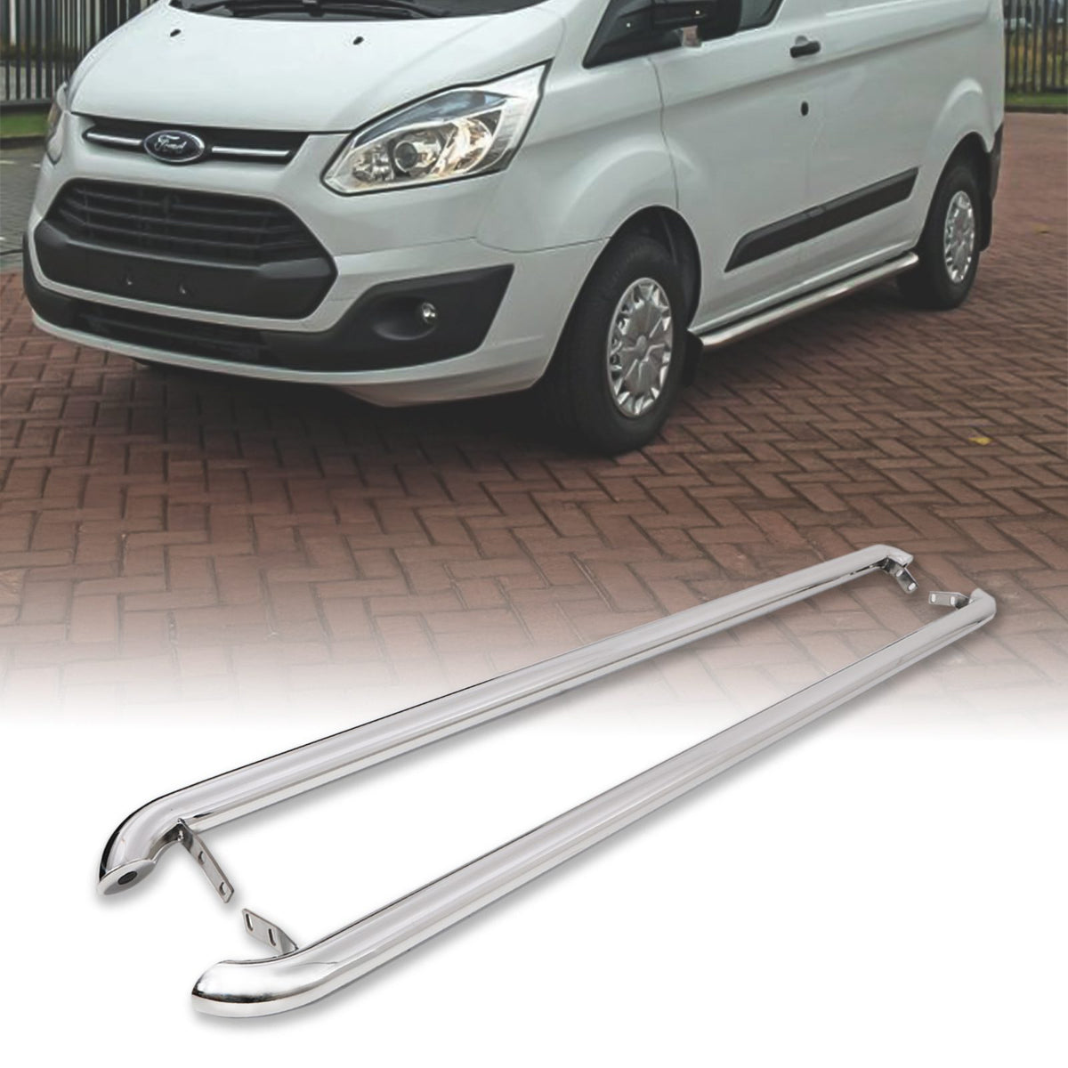 Stainless Steel Side Bars for Ford Transit Custom SWB 2013+