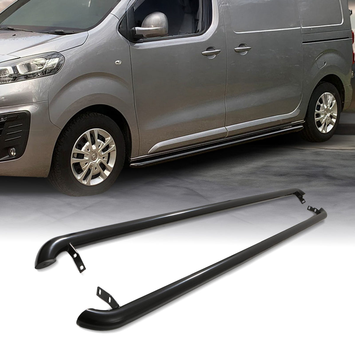 Gloss Black 3 Sidebars for Renault Trafic / Vauxhall Vivaro SWB 2001-14