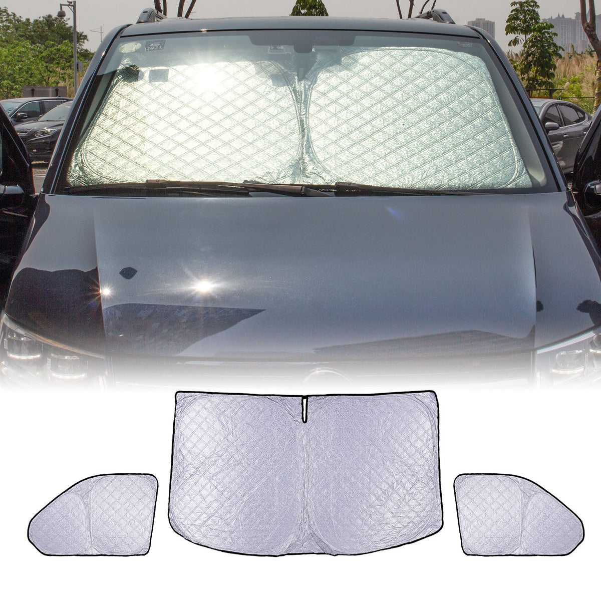 3pc Front &amp; Side Sunshades for VW Transporter T6/T6.1 SWB 2015-2023