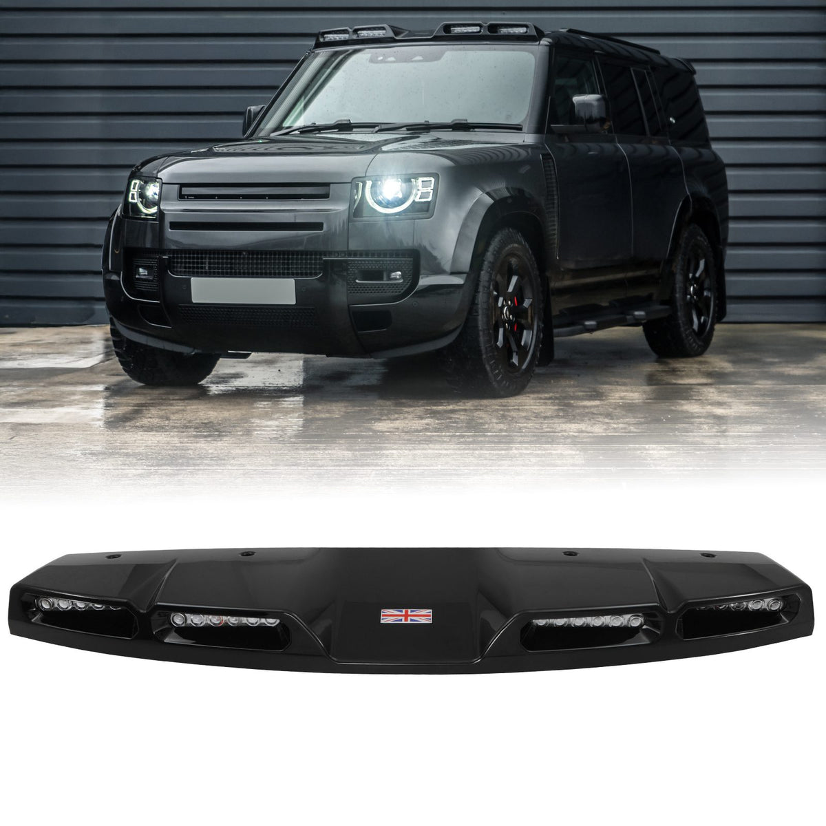 Gloss Black Quad Roof Light for Land Rover Defender L663 2020+