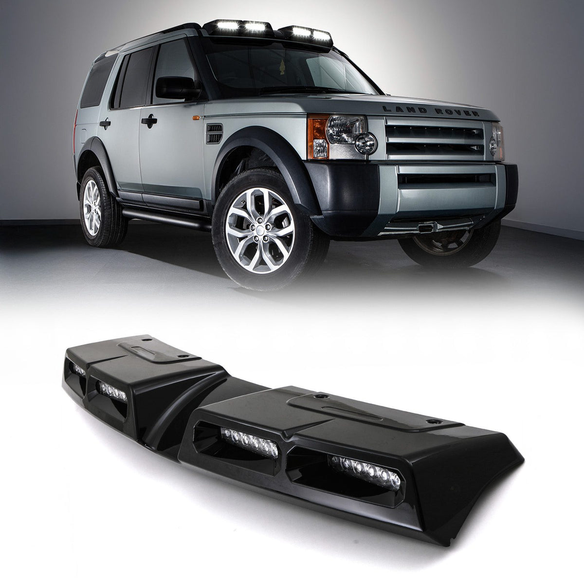 Gloss Black Quad Roof Mounted LED Light for Land Rover Discovery L319 3 &amp; 4 04-16