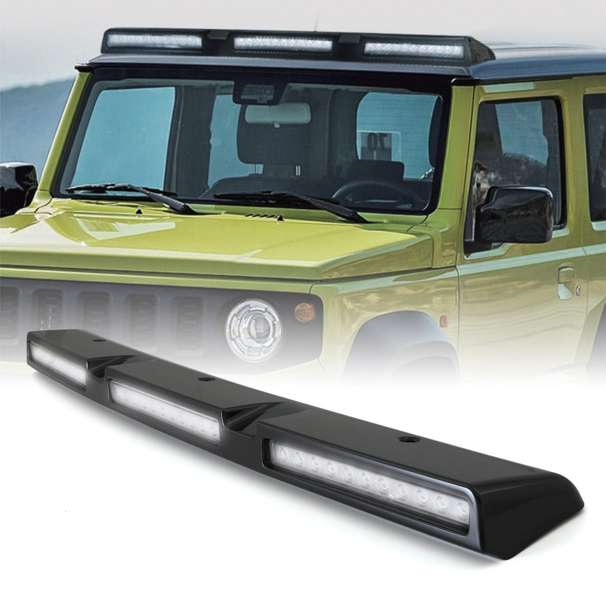 Gloss Black Triple Pod Roof Mounted LED Light for Suzuki Jimny Mk4 JB74 2018+