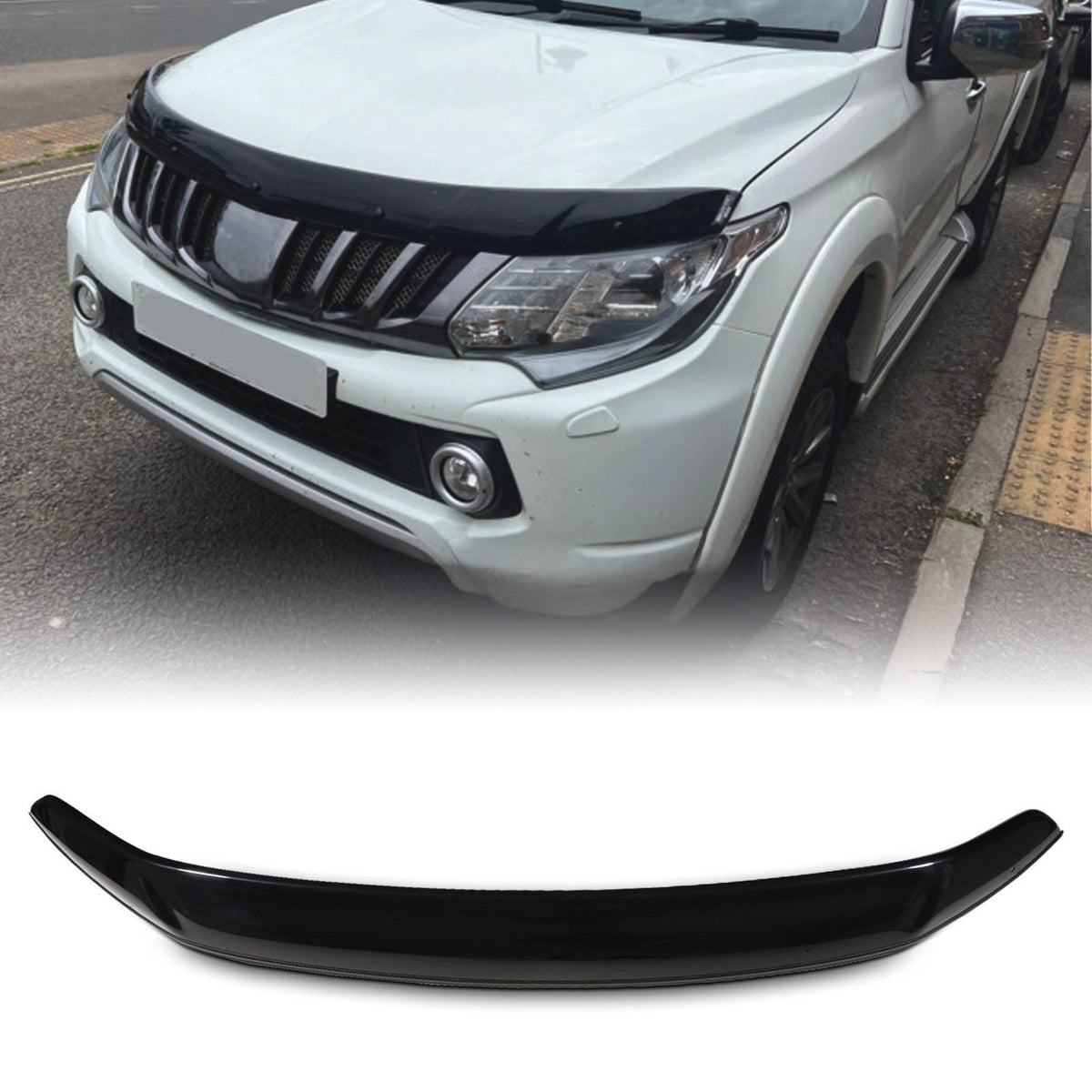 Black Bonnet Guard Protector for Mitsubishi L200 Triton 19-23
