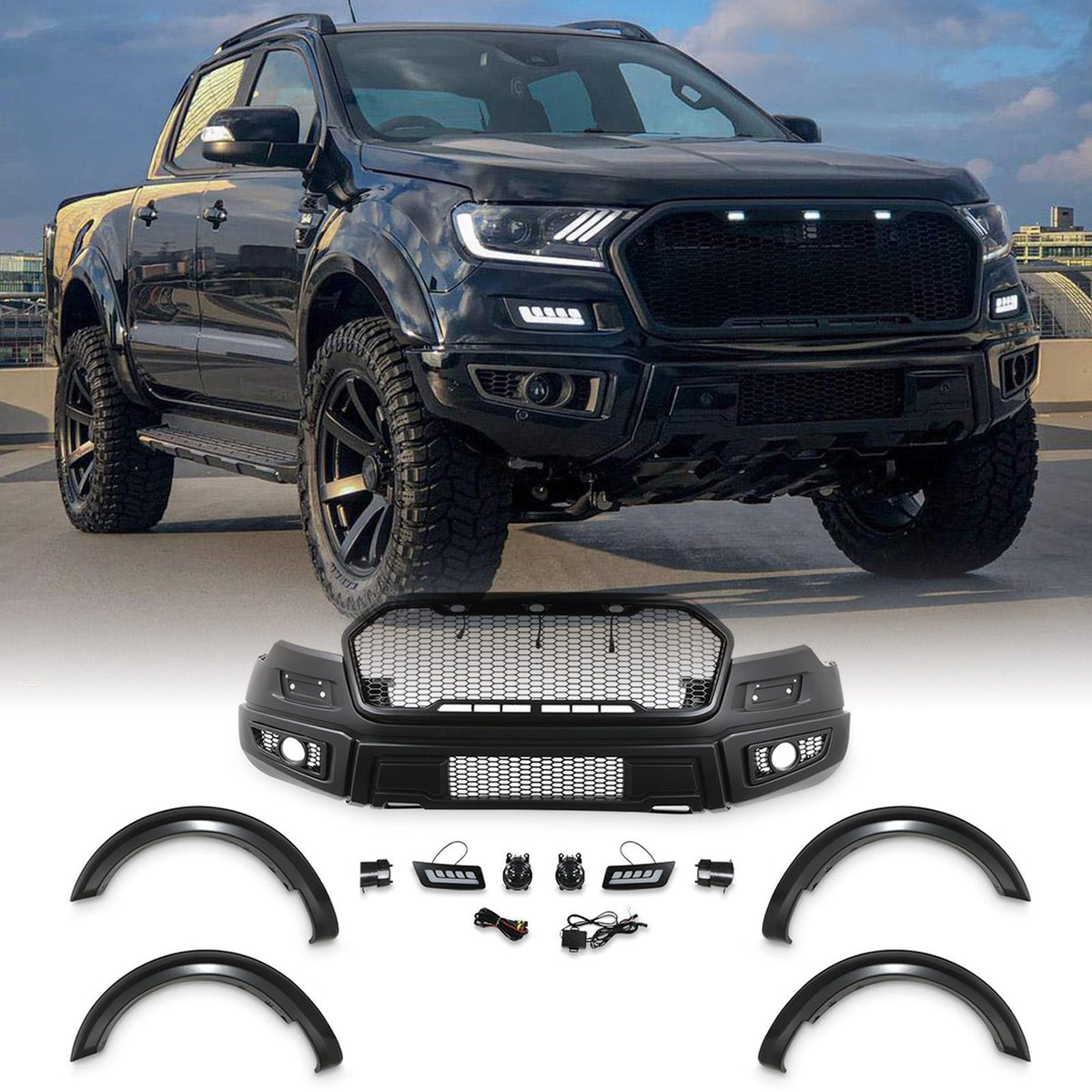 Raptor LED Bumper &amp; Wide Arch Upgrade kit for Ford Ranger T7 T8 2015-2022