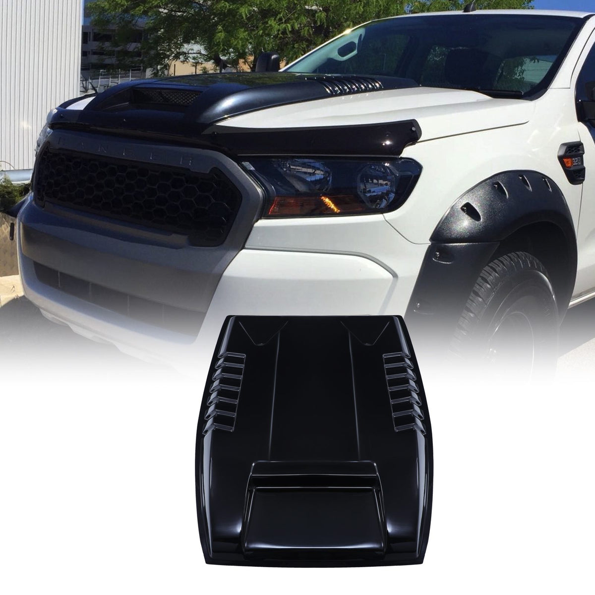 Gloss Black Bonnet Vent Cover for Ford Ranger T6 11-15
