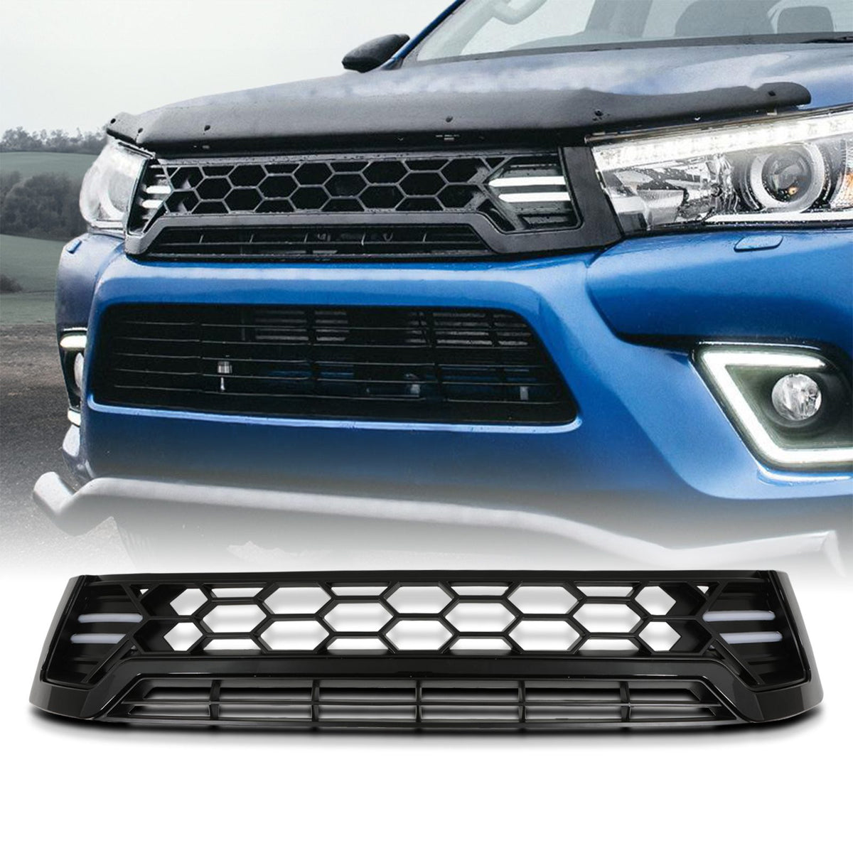 Black Grille With LED Lights for Toyota Hilux Revo 15-20