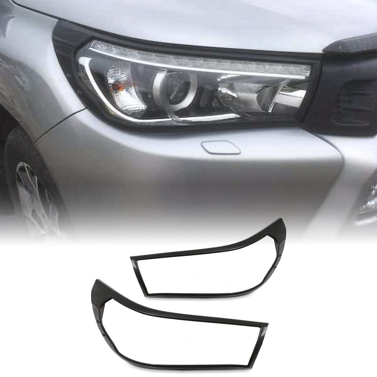Headlight Cover Trim Black for Toyota Hilux Revo 2015-2017