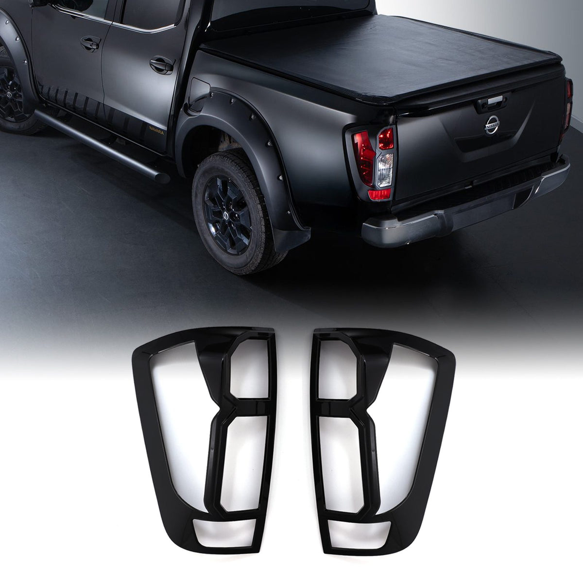 Gloss Black Tail Light Trims for Nissan Navara D23 NP300 14-21