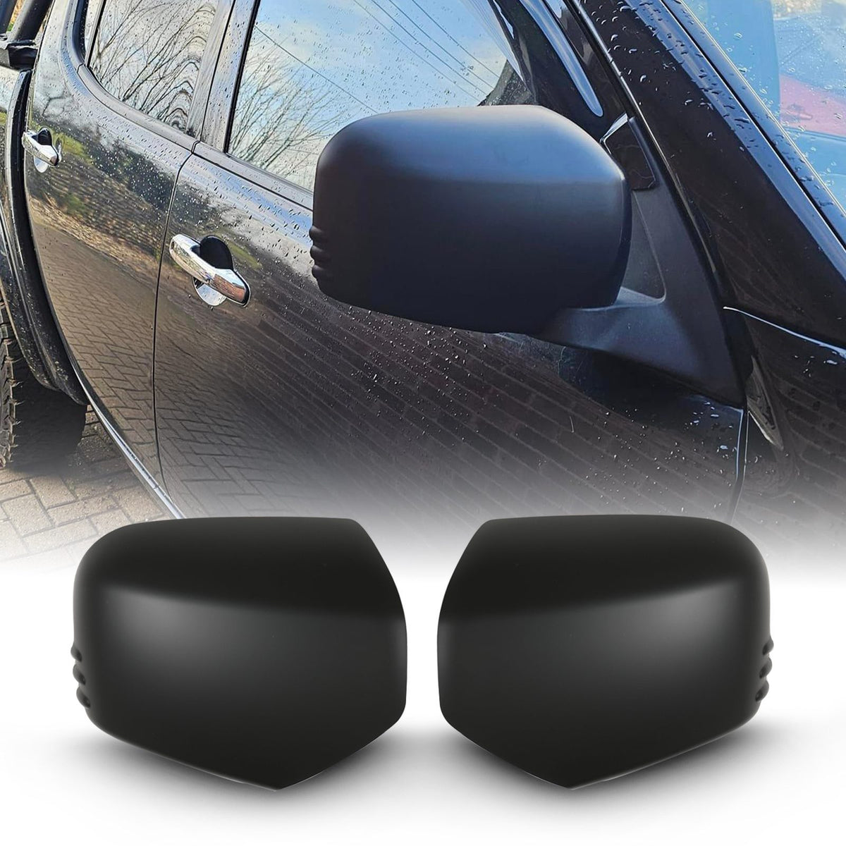 Black Door Mirror Covers for Mitsubishi L200 Triton Series 4 2005-2015
