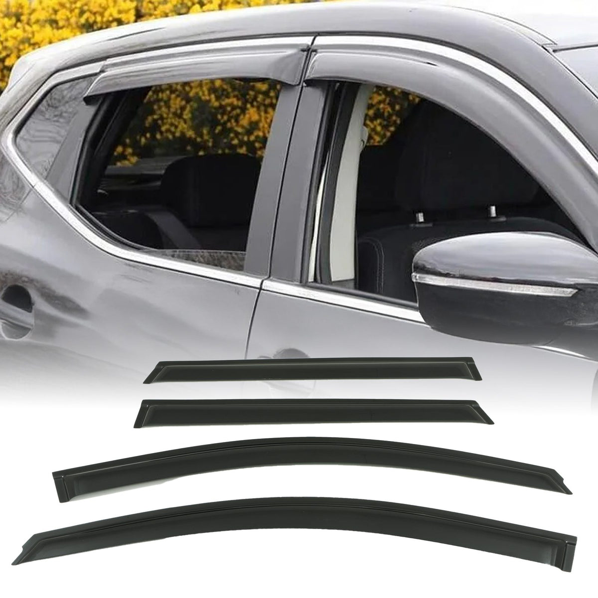 Black Wind Deflectors for Nissan Qashqai J11 14-21