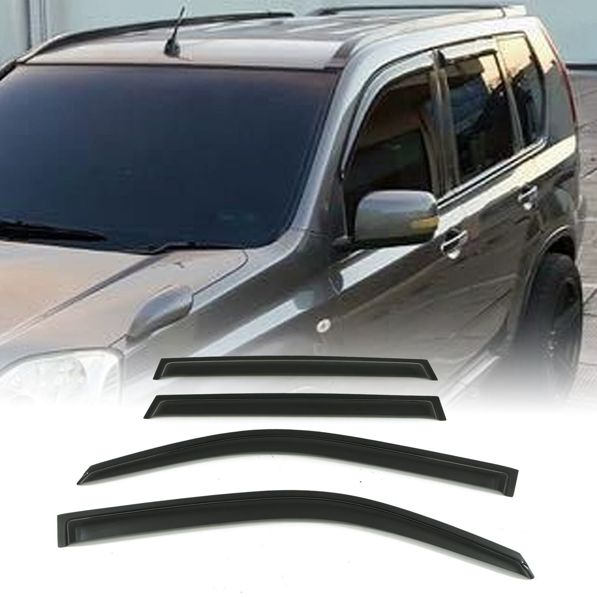 Black Wind Deflectors for Nissan X-Trail T31 07-13