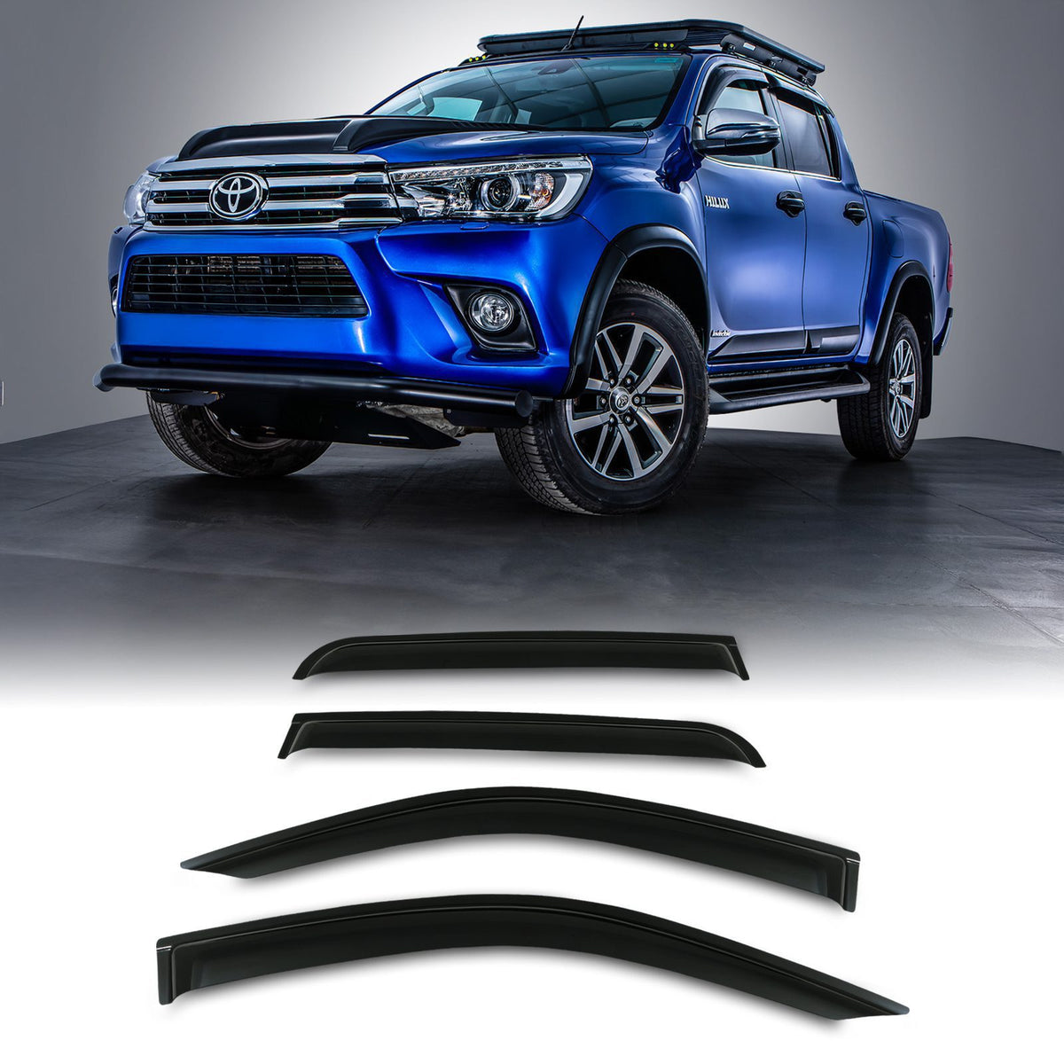 Black Wind Deflectors for Toyota Hilux Revo 15-20