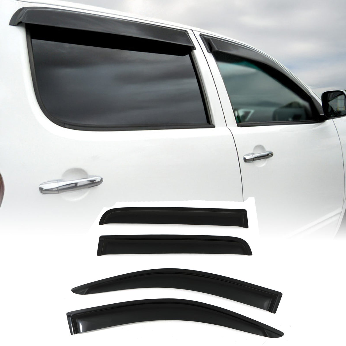 Black Tinted Wind Deflectors for Toyota Hilux Vigo 11-15