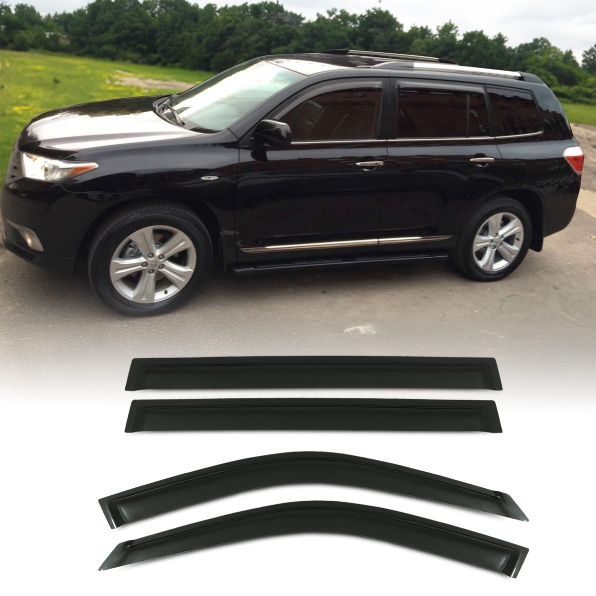 Black Wind Deflectors for Toyota Highlander XU20 01-07