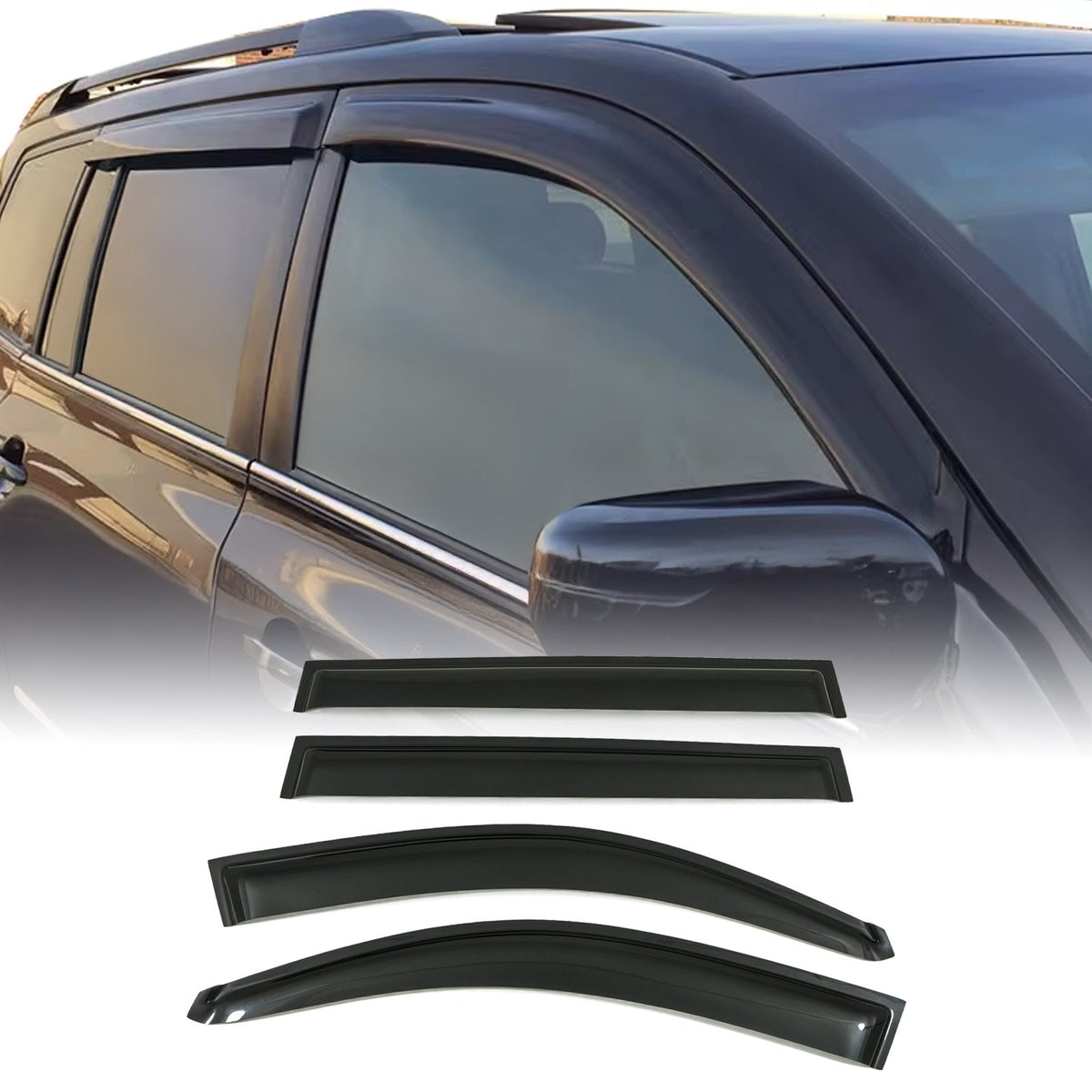 Black Wind Deflectors for Toyota Highlander XU40 08-13