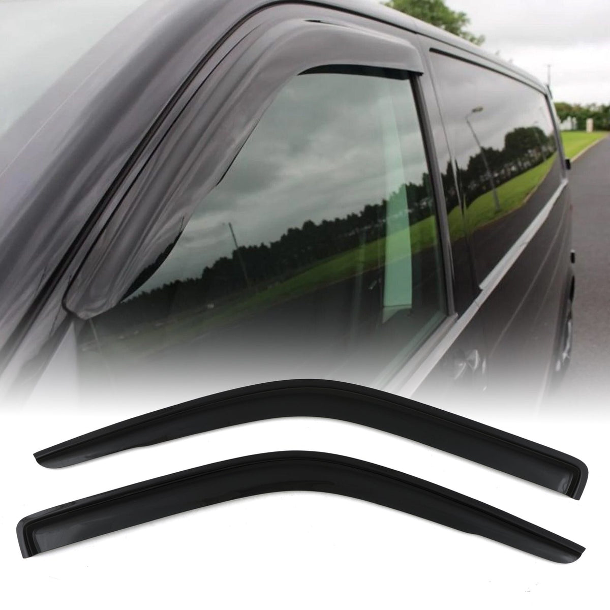 Black Wind Deflectors for Volkswagen VW Transporter T5 T5.1 03-15