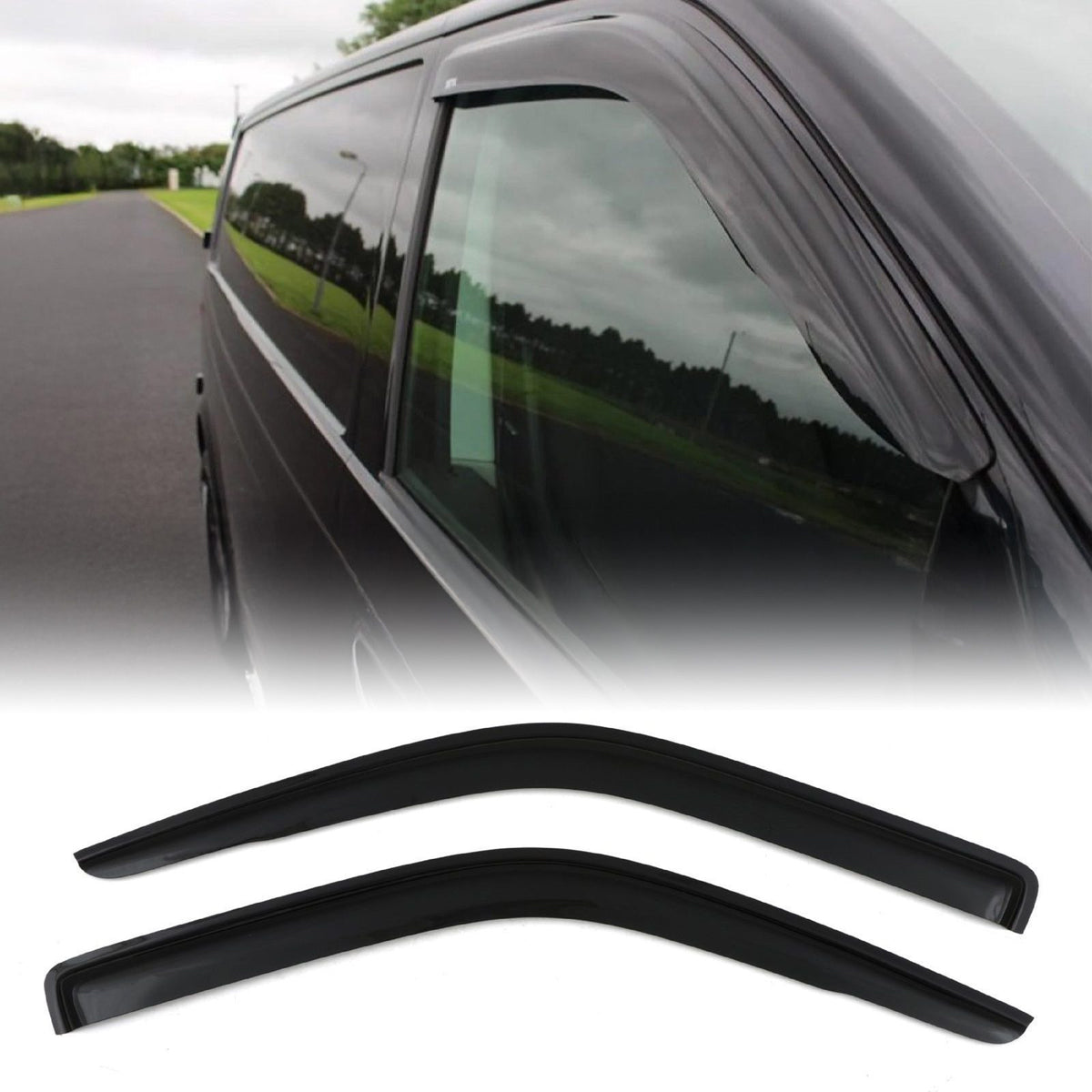Black Wind Deflectors for Volkswagen VW Transporter T6 T6.1 16-23
