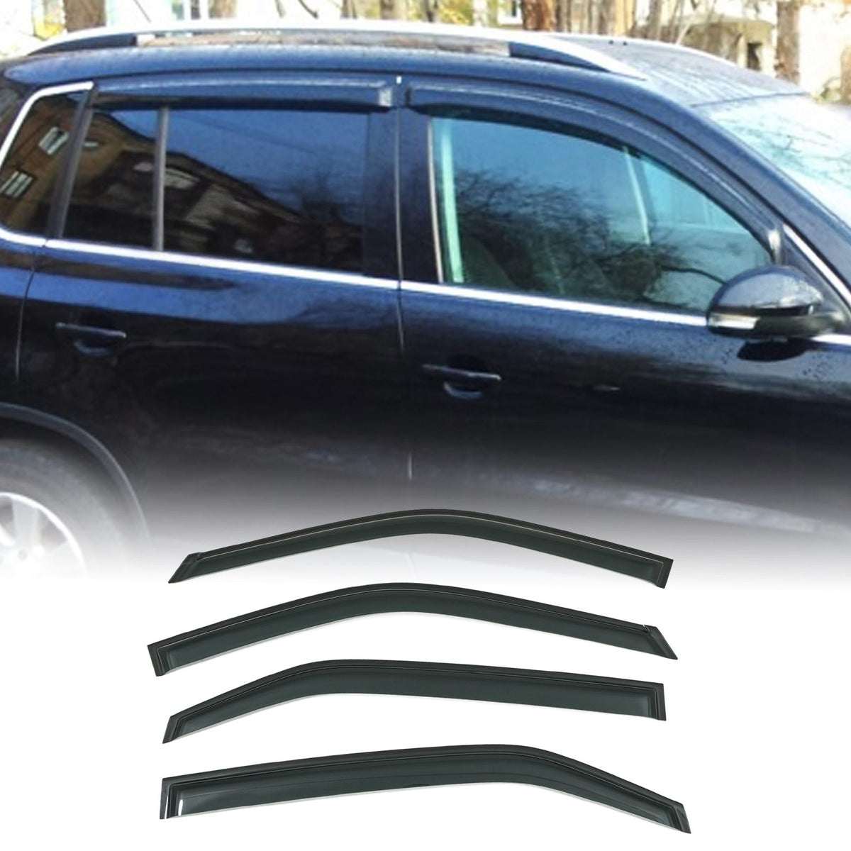 Black Wind Deflectors for Volkswagen Tiguan 5N 07-12