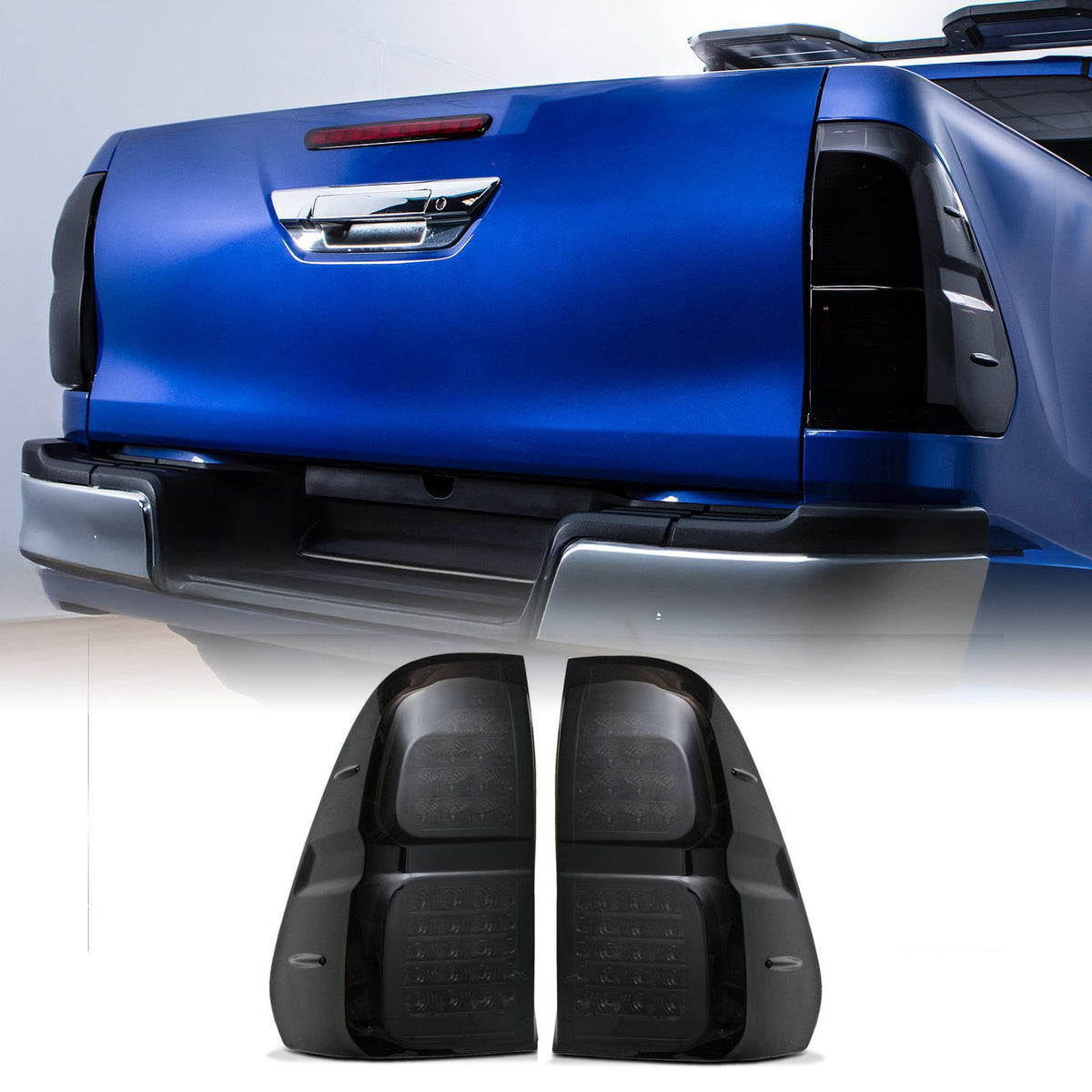 Rear LED Dynamic Smoked Tail Lights for Toyota Hilux Revo 15-19