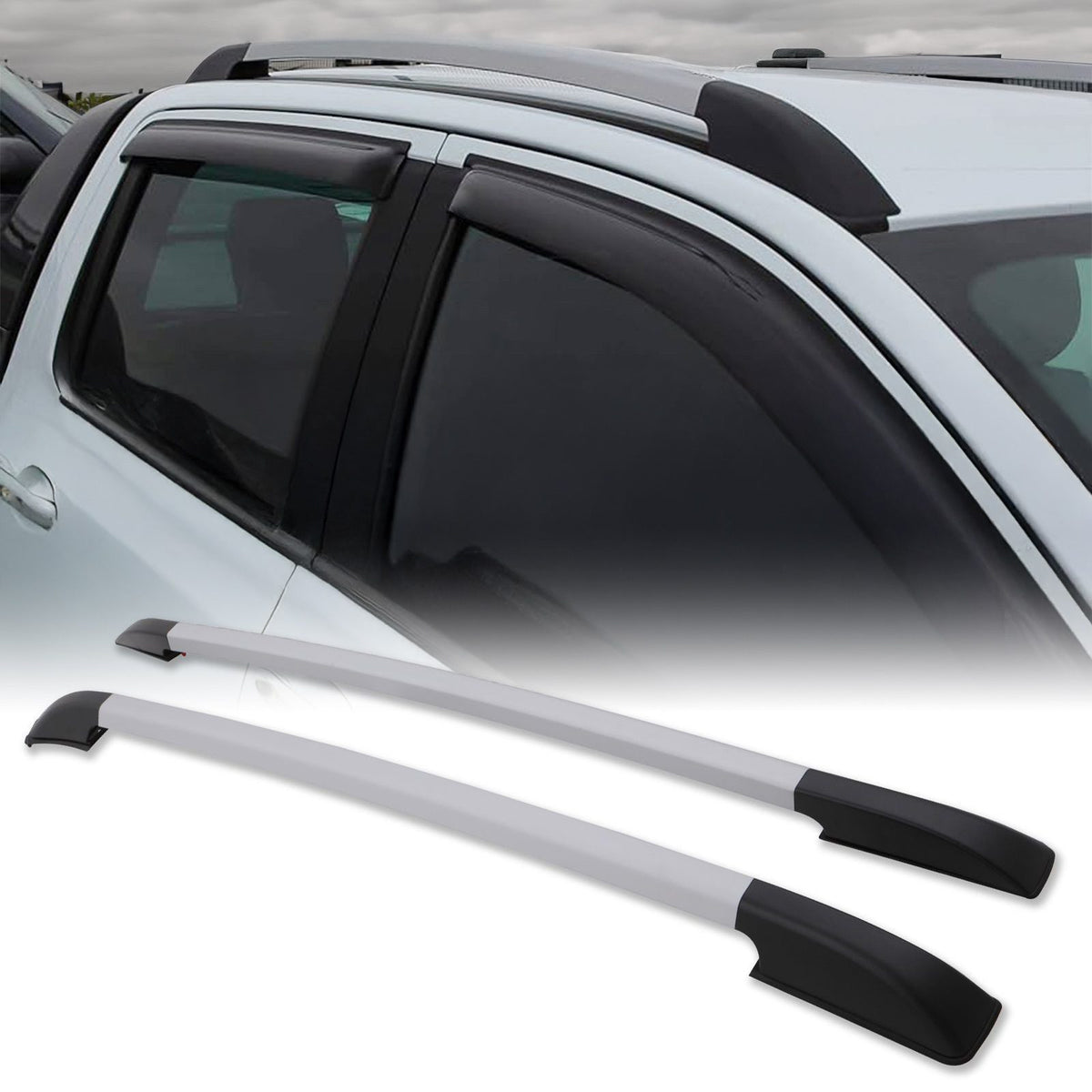Silver Roof Rails for Ford Ranger T6 12-15